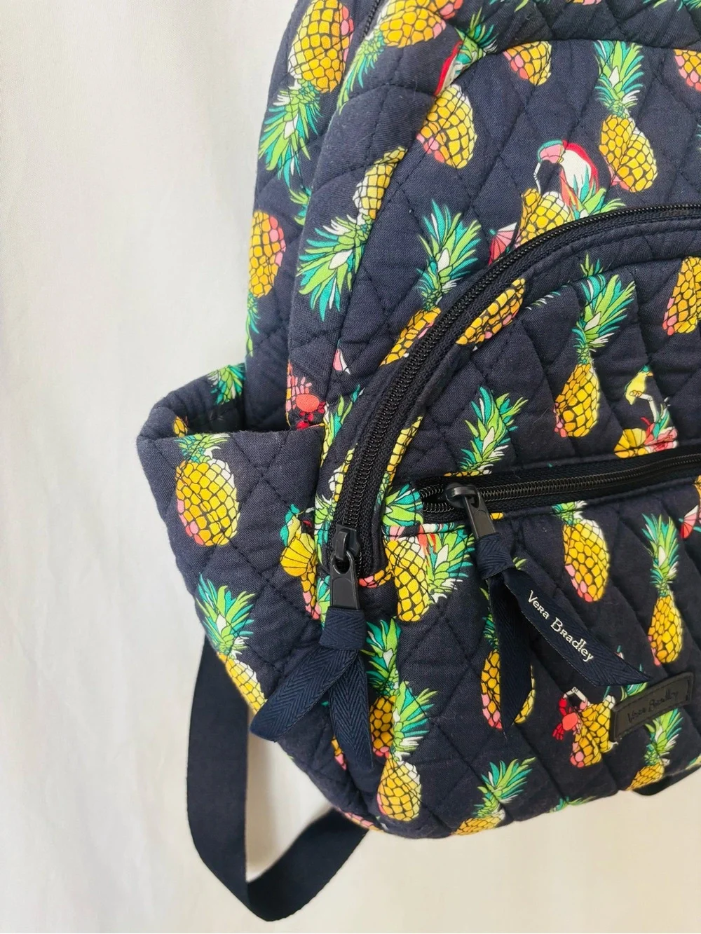 Vera Bradley Pineapple Crab Toucan Quilted Backpack + Matching Scarf Set